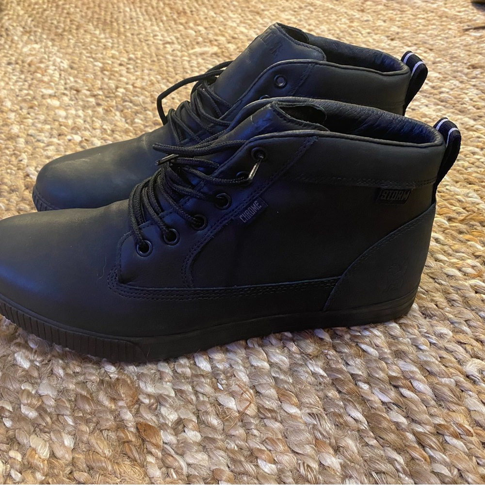 Chrome Black High-Top Men's Boots cycling